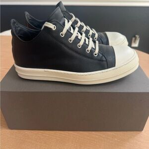 Rick Owens Black and Cream Sneakers